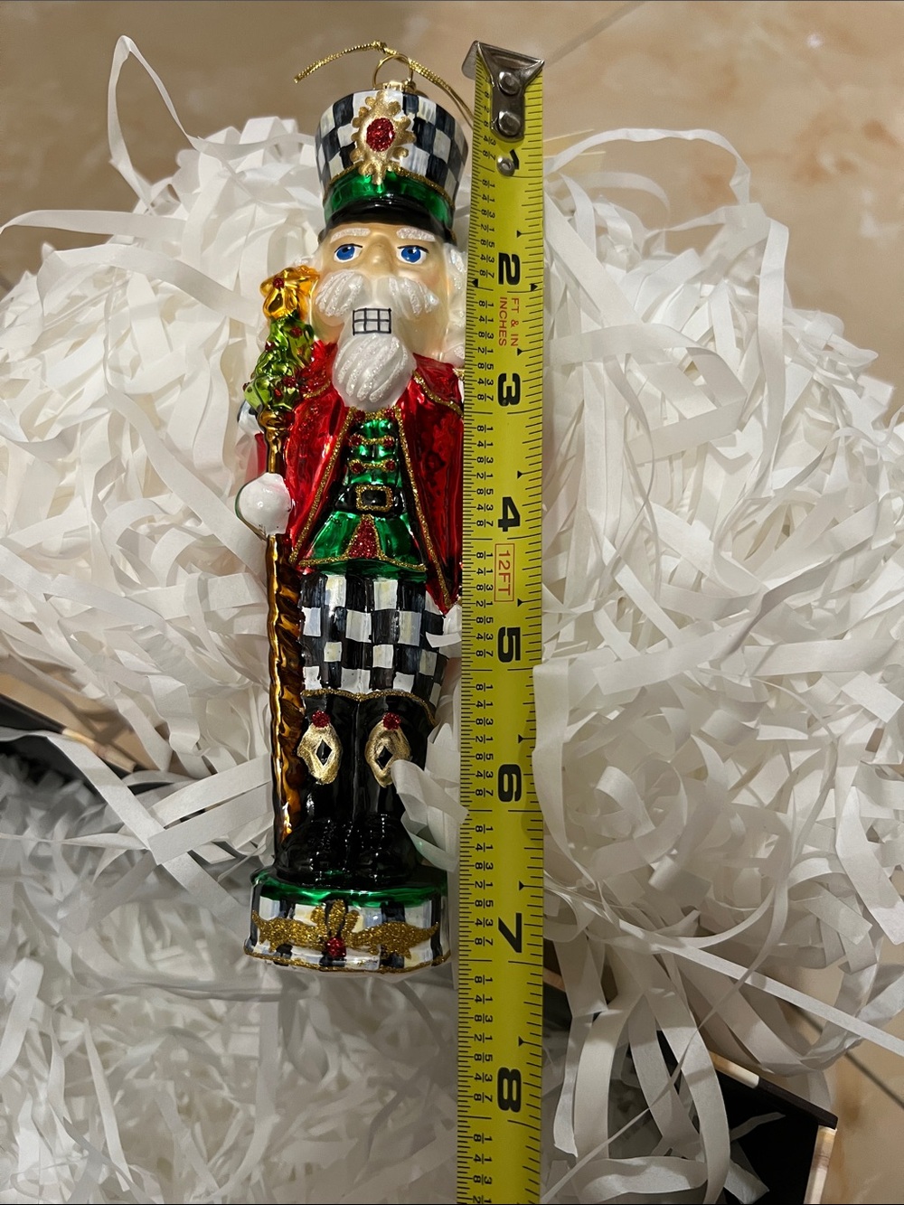 MacKenzie-Childs Red, Green, Black & White Nutcracker Ornament - Picture 3 of 9